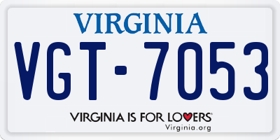 VA license plate VGT7053