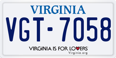 VA license plate VGT7058