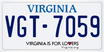 VA license plate VGT7059