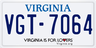 VA license plate VGT7064
