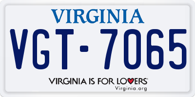 VA license plate VGT7065