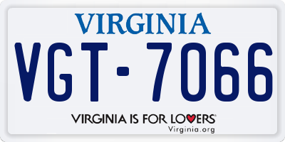 VA license plate VGT7066