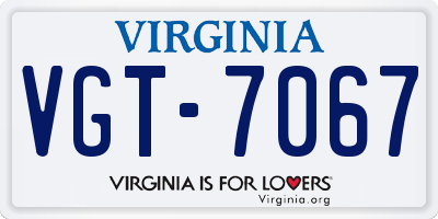 VA license plate VGT7067