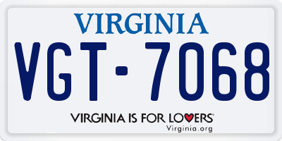 VA license plate VGT7068