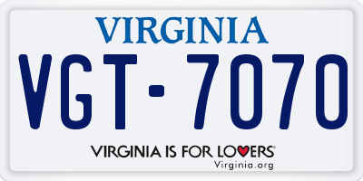 VA license plate VGT7070