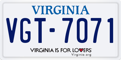 VA license plate VGT7071