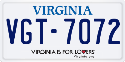 VA license plate VGT7072