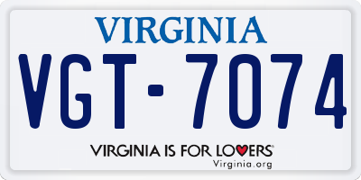 VA license plate VGT7074