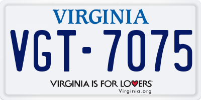 VA license plate VGT7075