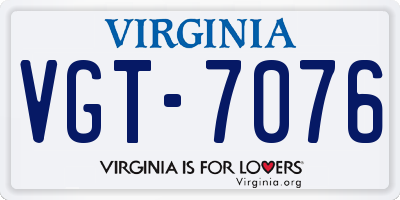 VA license plate VGT7076