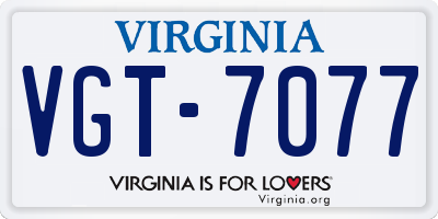 VA license plate VGT7077