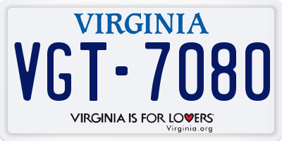 VA license plate VGT7080
