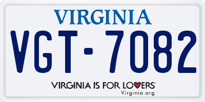 VA license plate VGT7082
