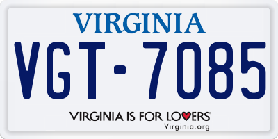 VA license plate VGT7085
