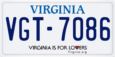 VA license plate VGT7086