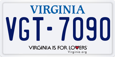 VA license plate VGT7090