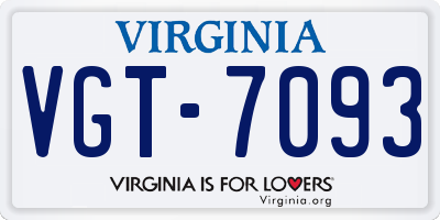 VA license plate VGT7093