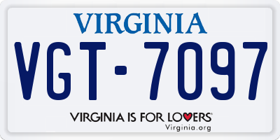 VA license plate VGT7097
