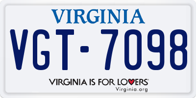 VA license plate VGT7098