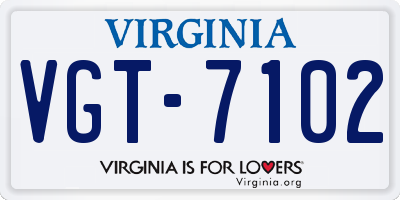 VA license plate VGT7102