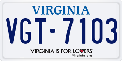 VA license plate VGT7103