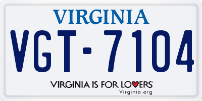 VA license plate VGT7104