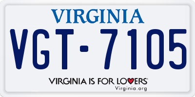 VA license plate VGT7105