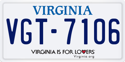 VA license plate VGT7106