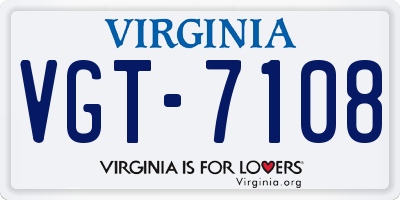 VA license plate VGT7108