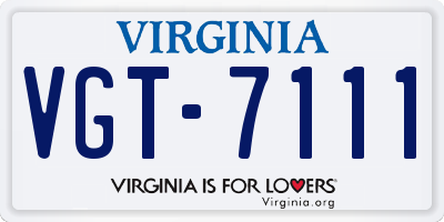 VA license plate VGT7111