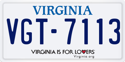 VA license plate VGT7113