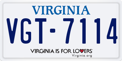 VA license plate VGT7114