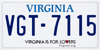 VA license plate VGT7115