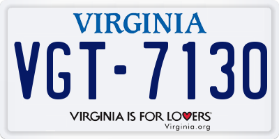 VA license plate VGT7130