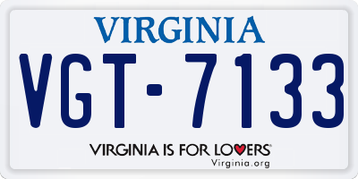 VA license plate VGT7133