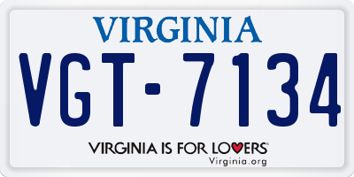 VA license plate VGT7134