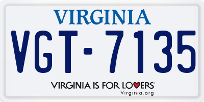 VA license plate VGT7135