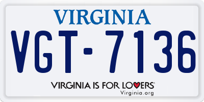 VA license plate VGT7136