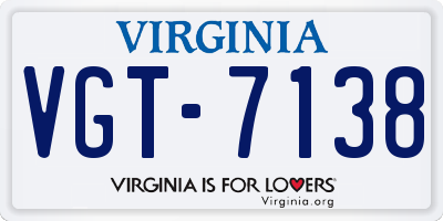 VA license plate VGT7138
