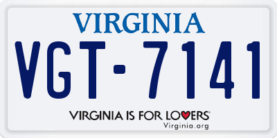 VA license plate VGT7141
