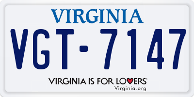 VA license plate VGT7147