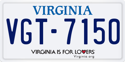 VA license plate VGT7150