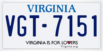 VA license plate VGT7151
