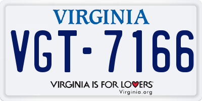 VA license plate VGT7166