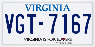 VA license plate VGT7167