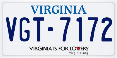 VA license plate VGT7172