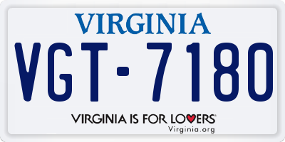 VA license plate VGT7180