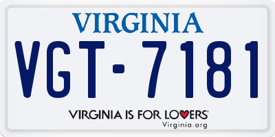 VA license plate VGT7181