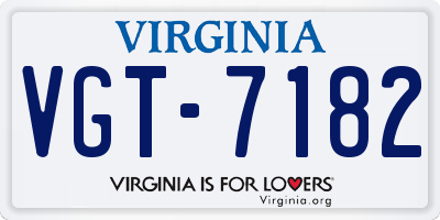 VA license plate VGT7182