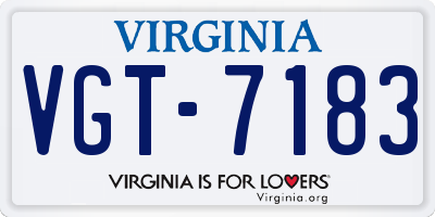 VA license plate VGT7183